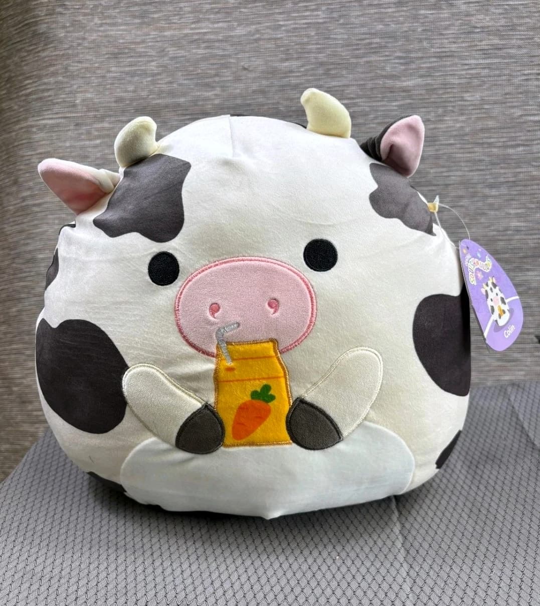 Squishmallows Colin the Cow Plush Stuffed Animal, Carrot Juice Patch - NEW