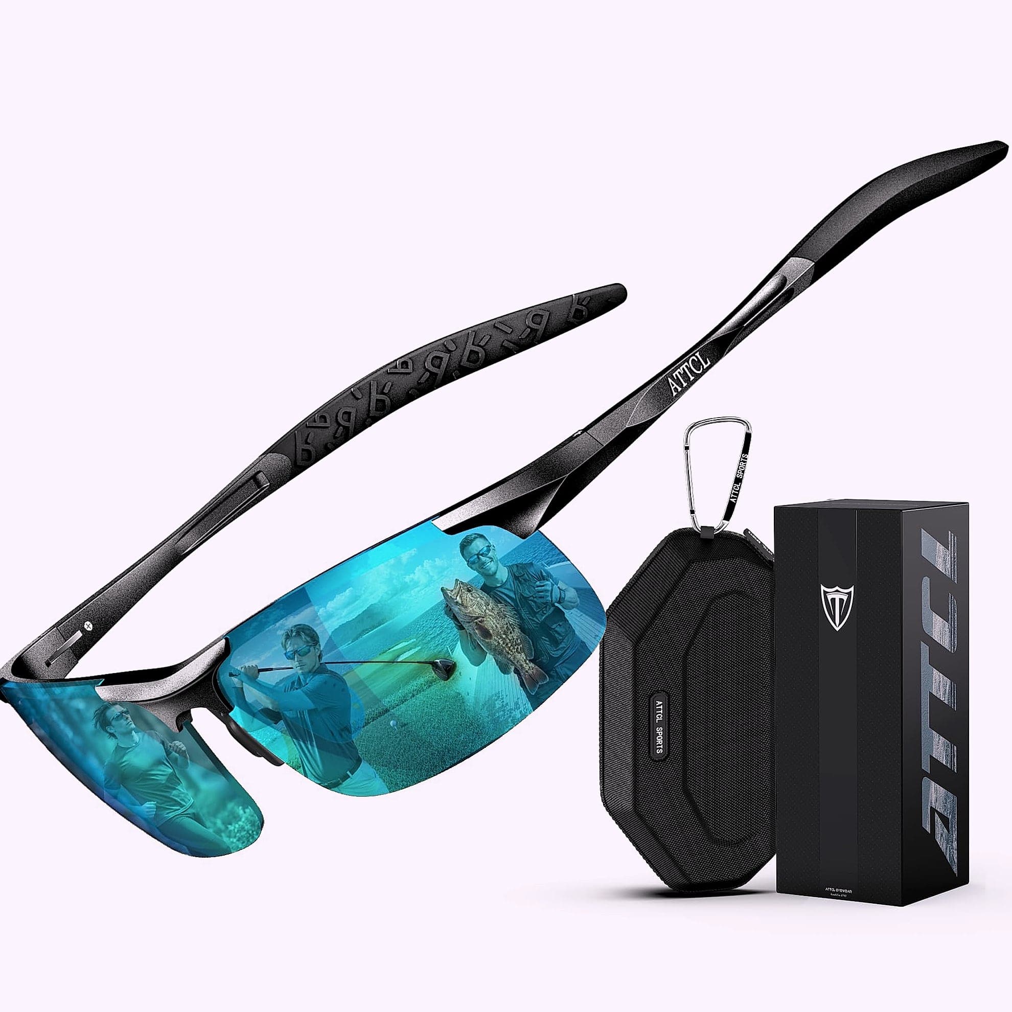 ATTCL Polarized Sunglasses Men Sports Wrap Around UV Protection