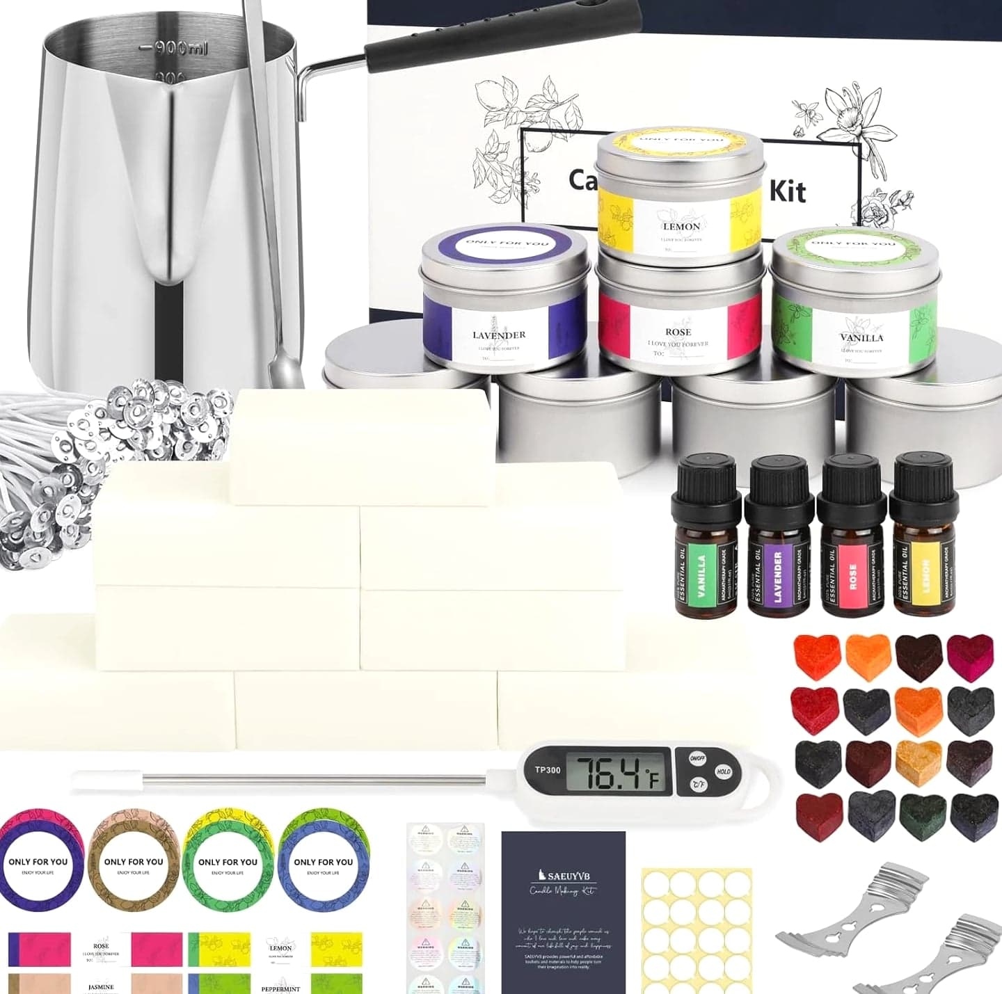 Complete Candle Making Kit for Adults, DIY Starter Soy Candle Making Supplies