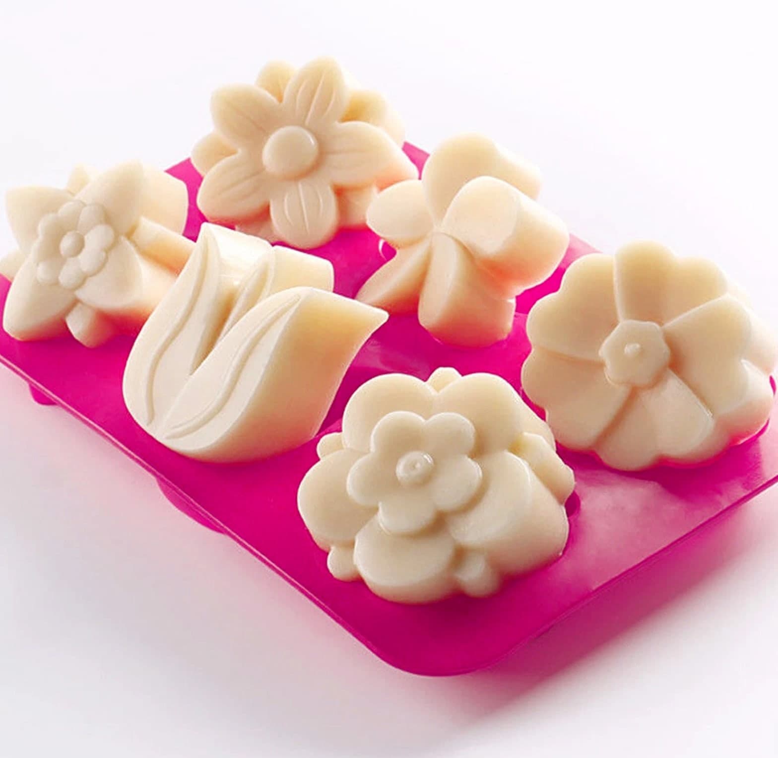6 Cavity Lily Flower Silicone Mold Soap DIY Handmade Candle Mold