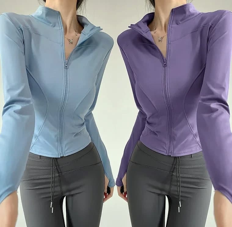 Women's Quick Dry Yoga Jacket Long Sleeve Zip Running Top