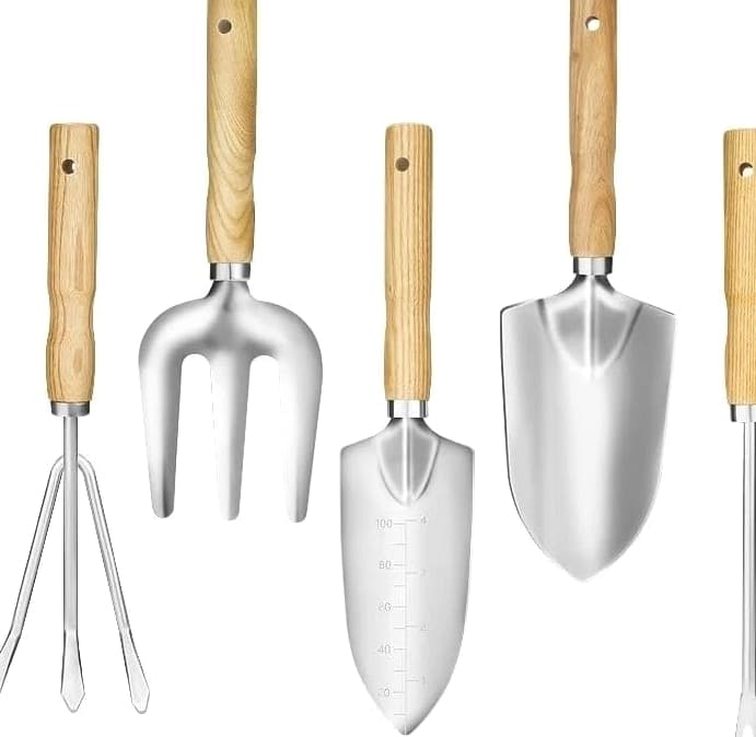Garden Tool Set - 5 Pcs Stainless Steel Gardening Tools Home Shovel Planting