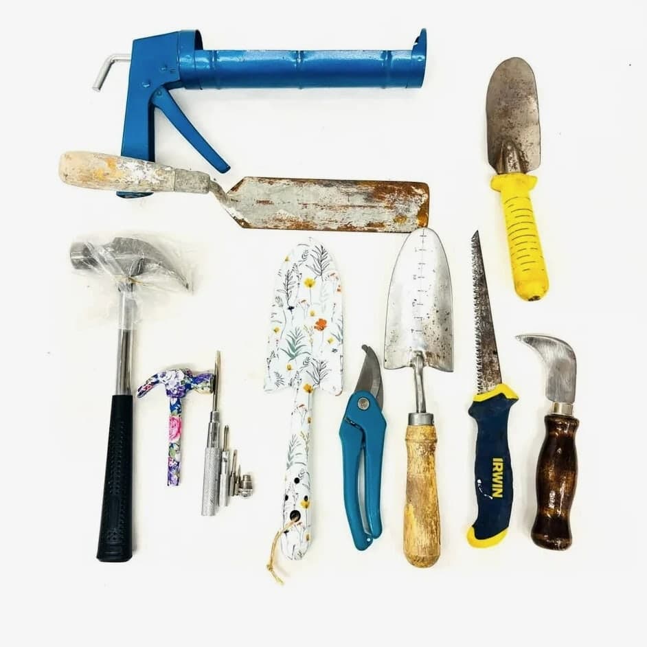 11-Pc Gardening Tools Kit Drywall Jab Saw, Safety Floral Hammer and More