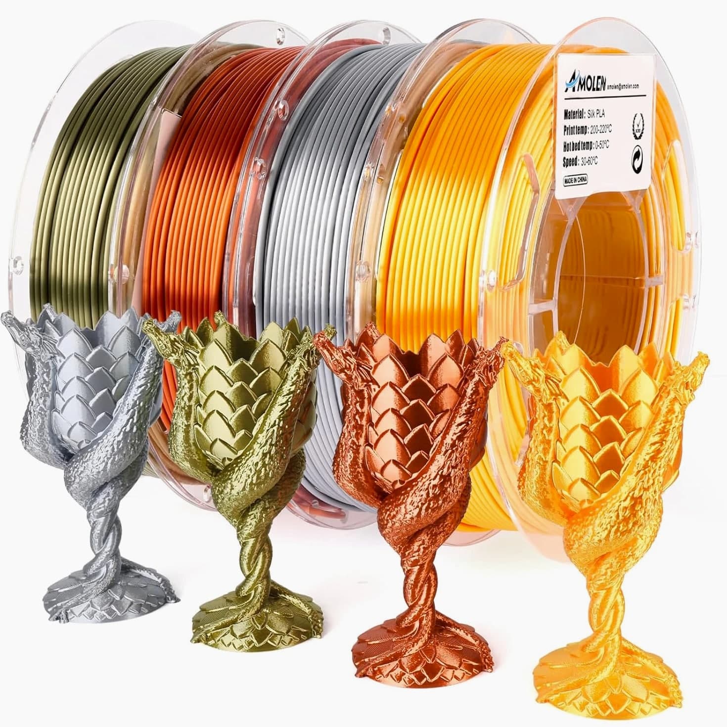 PLA 3D Printer Filament 1.75Mm Silk Bundle - Gold, Silver & More