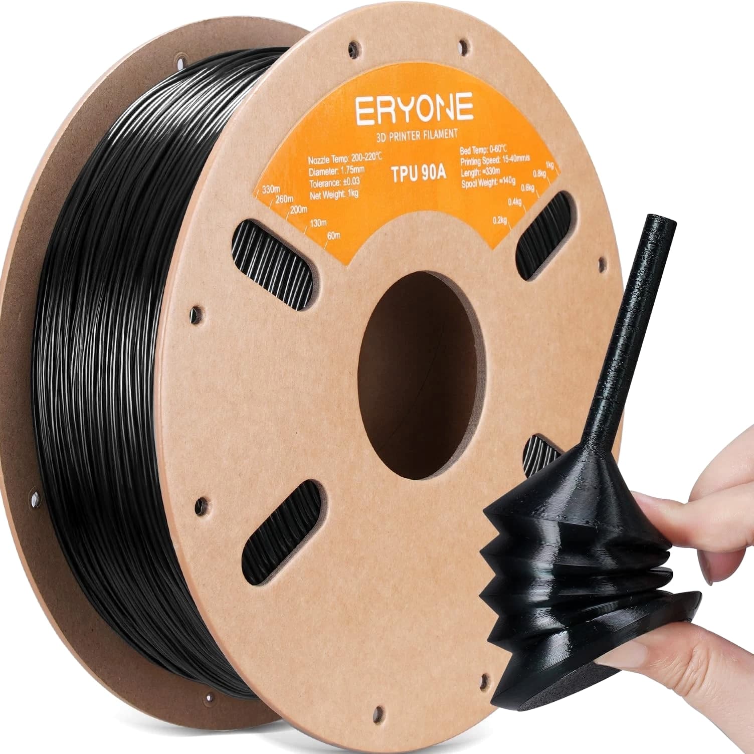 TPU Filament 1.75mm +/-0.03mm - Flexible TPU 90A 3D Printer Filament 1kg Spool