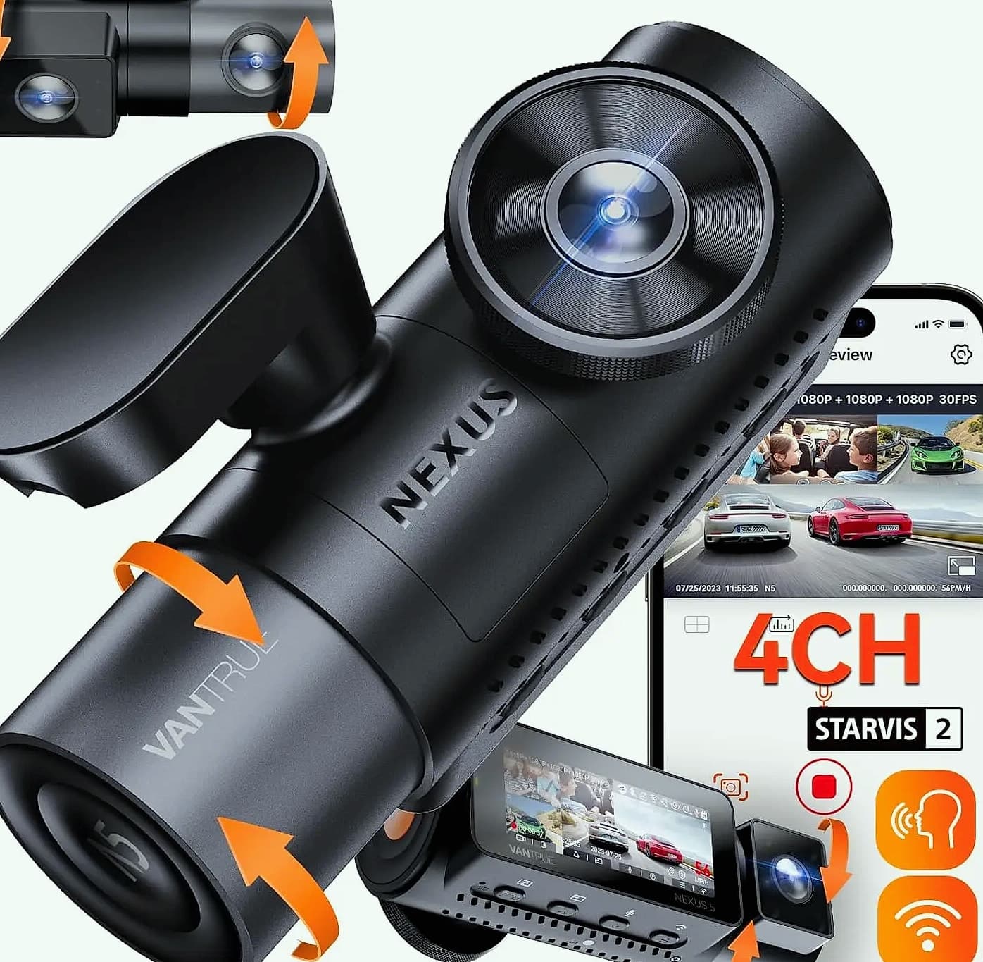 4-Channel WiFi Dash Cam System with 2.7K Front, STARVIS 2, GPS