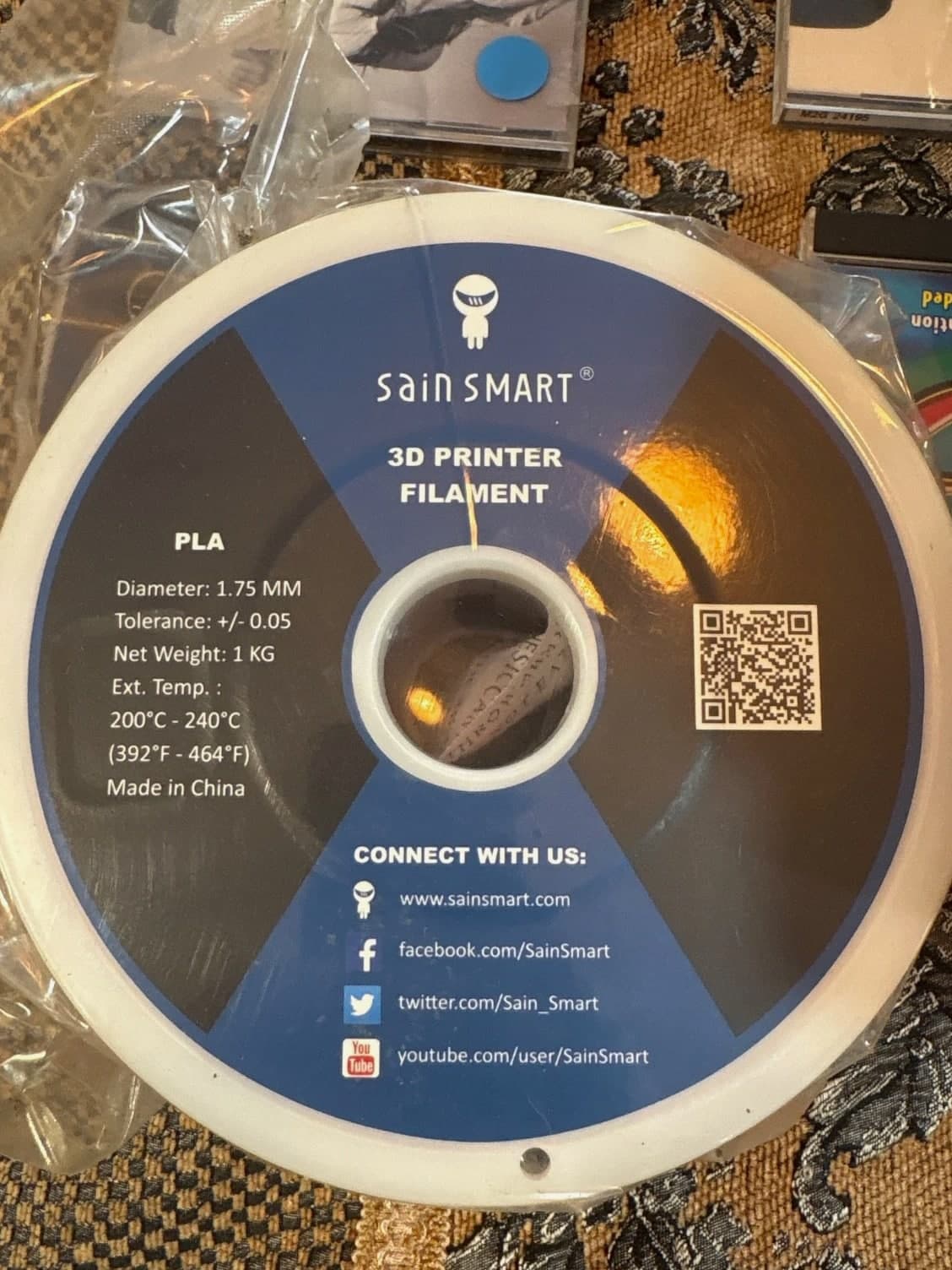 SainSmart Flexible TPU 3D Printing Filament, 1.75 mm, 1KG Red
