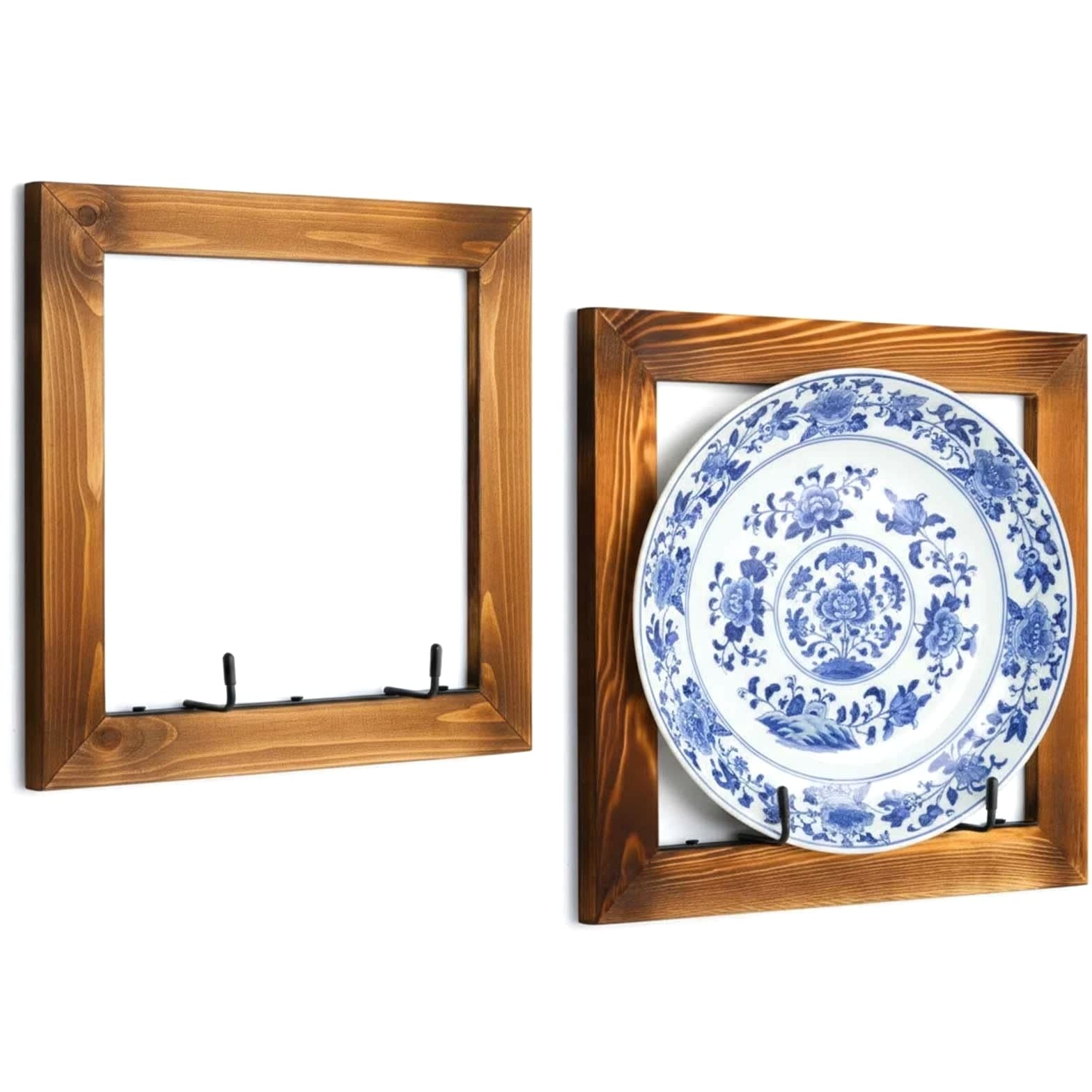 Yalikop 2 Set Plate Hangers Wall Mounted Wooden Display Holders Rustic...