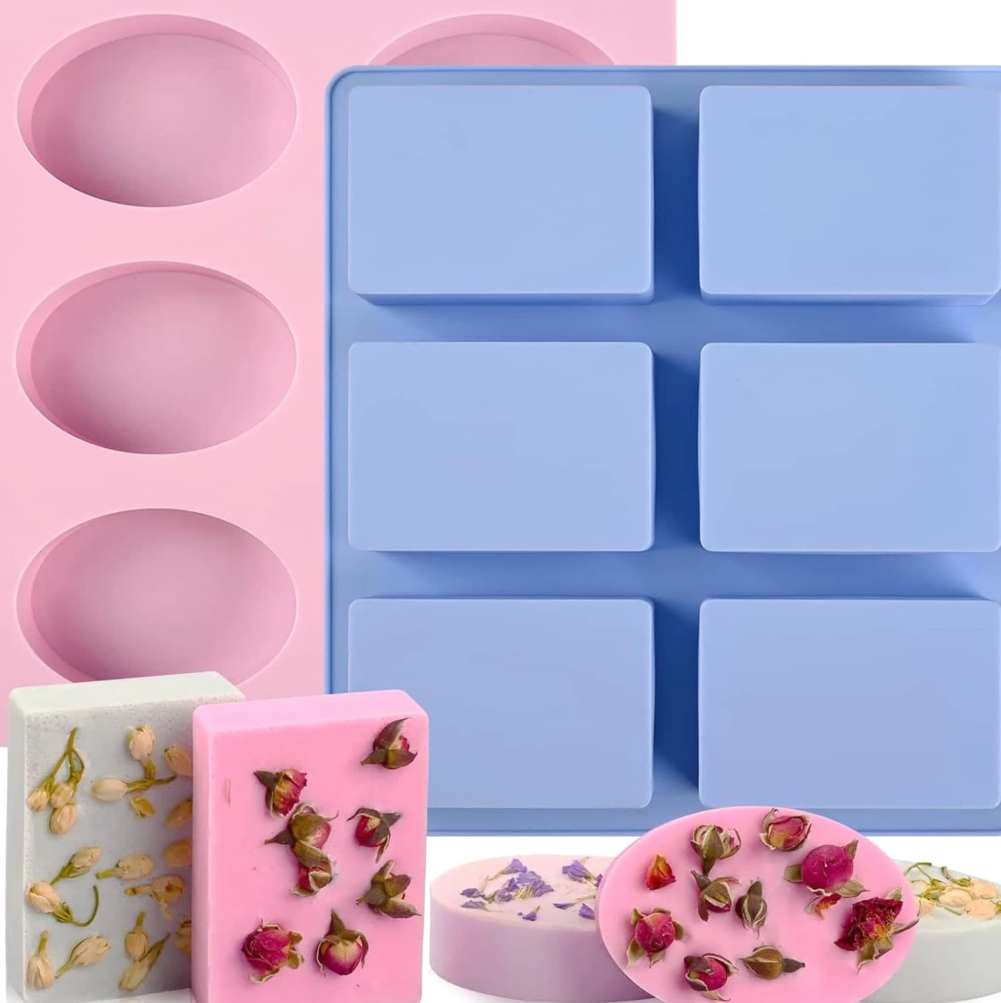 2-Pack 6 Cavity Silicone Soap Molds for DIY Soap Making & Desserts