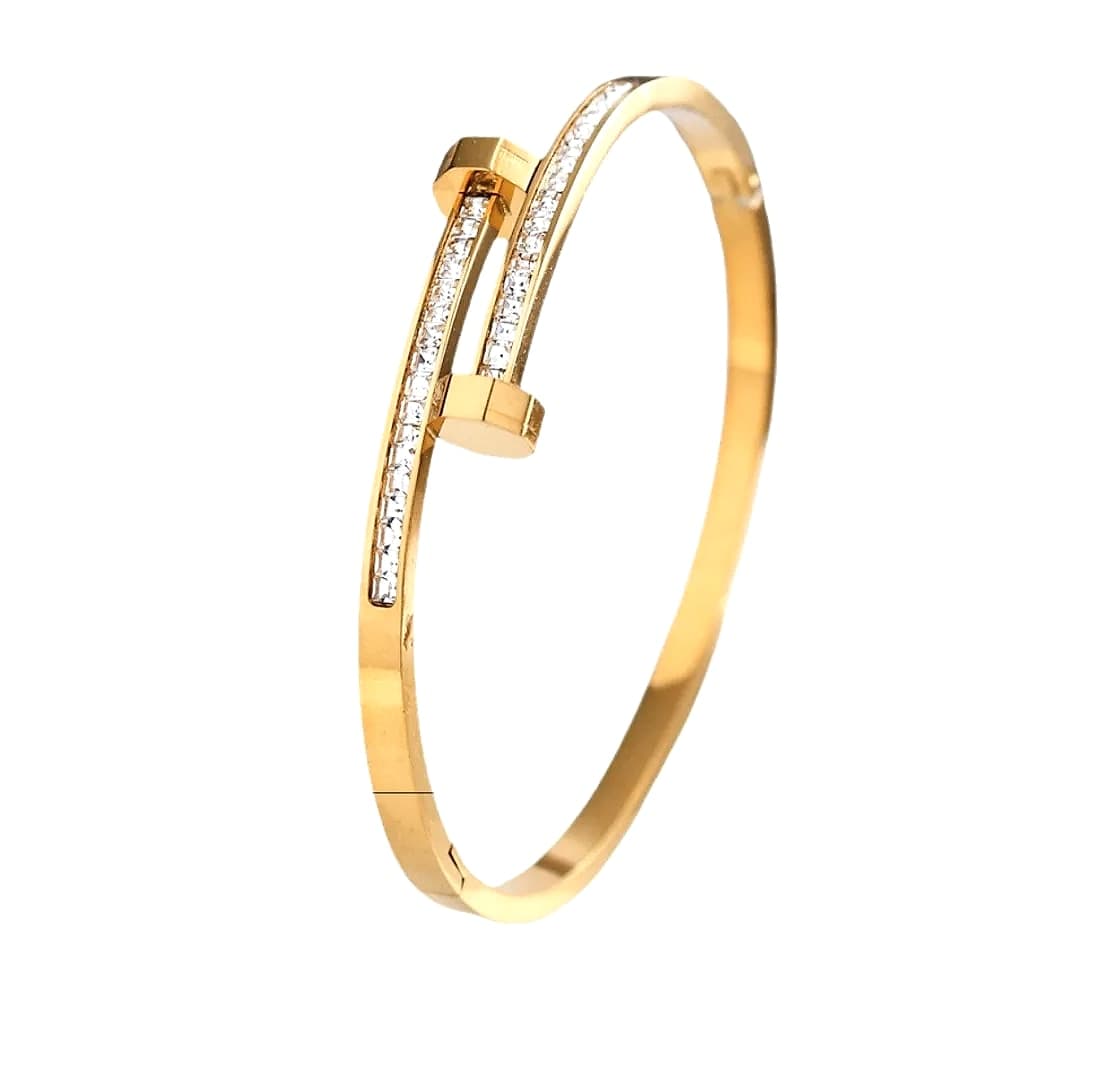 18K Gold Plated Stainless Steel Nail Bracelet Set