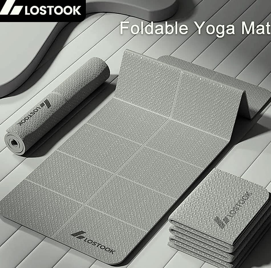Lostook 4mm TPE Foldable Yoga Mat for Home Workouts