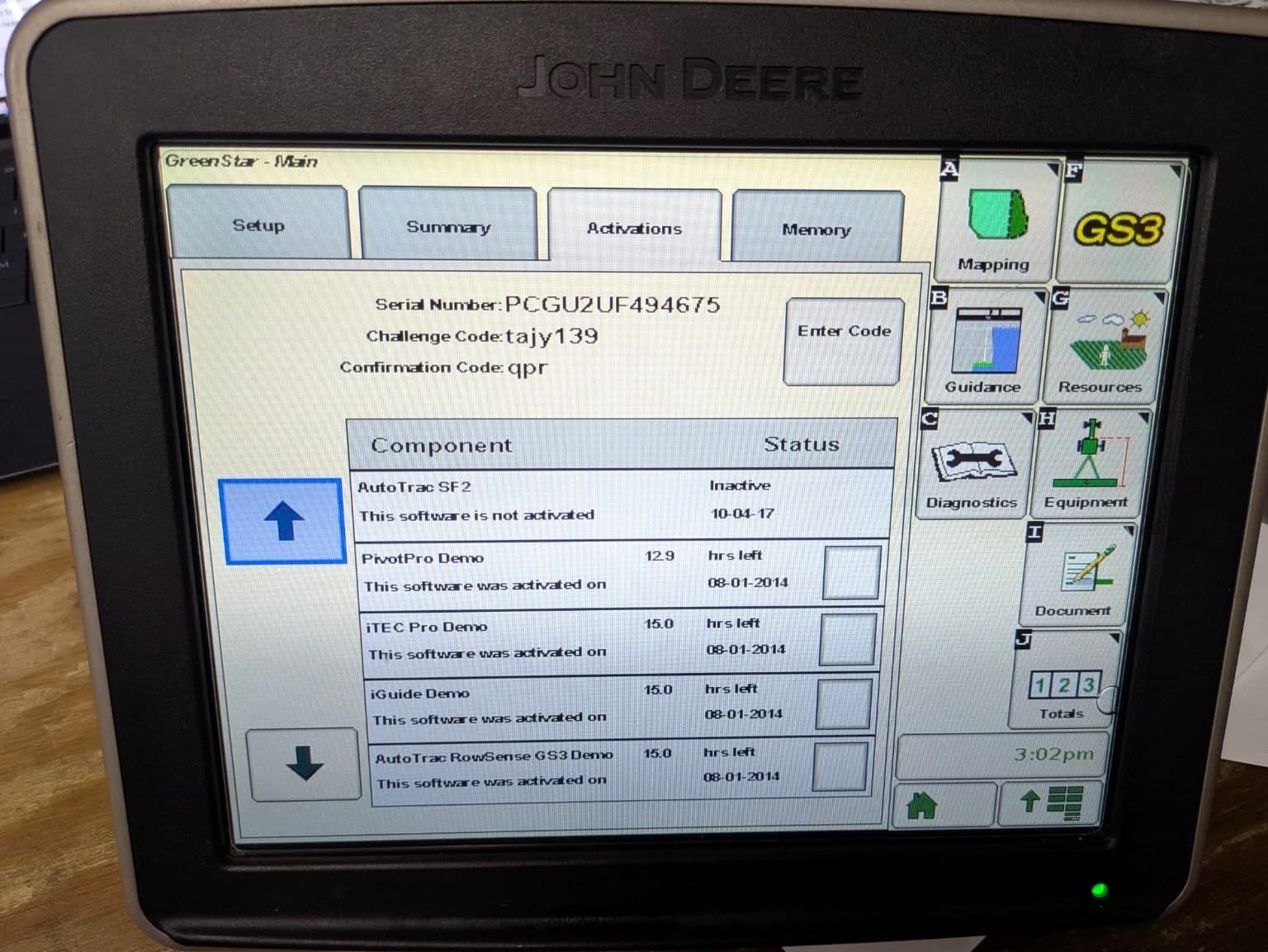John Deere Greenstar 3 GS3 2630 Display - PFA11061, PFA10631, PFA10058, PFA10310