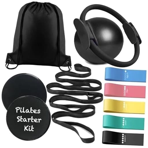 Pilates Essentials Kit for Home Workouts, Black Pilates Equipment Set Women