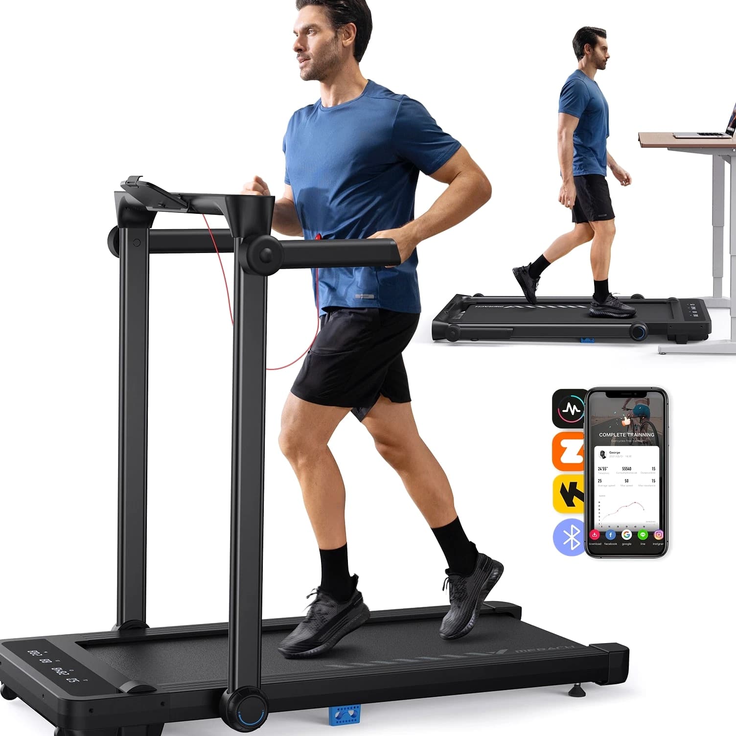 MERACH Folding Electric Home Treadmill 1-12 km/h with Remote Control & LED Display