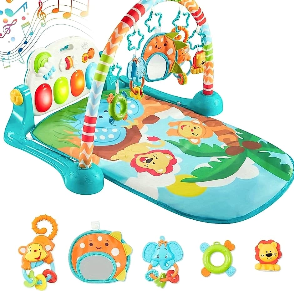Joyfy Baby Play Mat with Piano, Tummy Time Gym for 0-12 Months