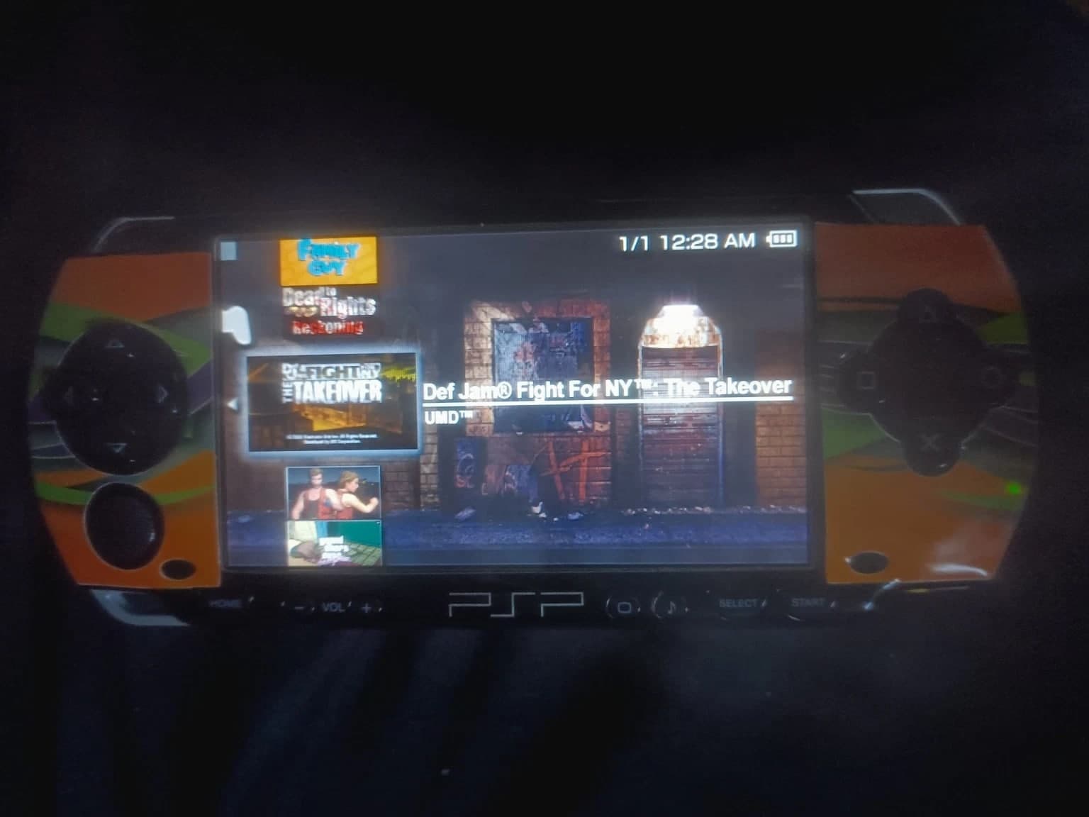 Sony PSP 2001 Handheld Console Orange Green Black *MODDED* READ DESCRIPTION!