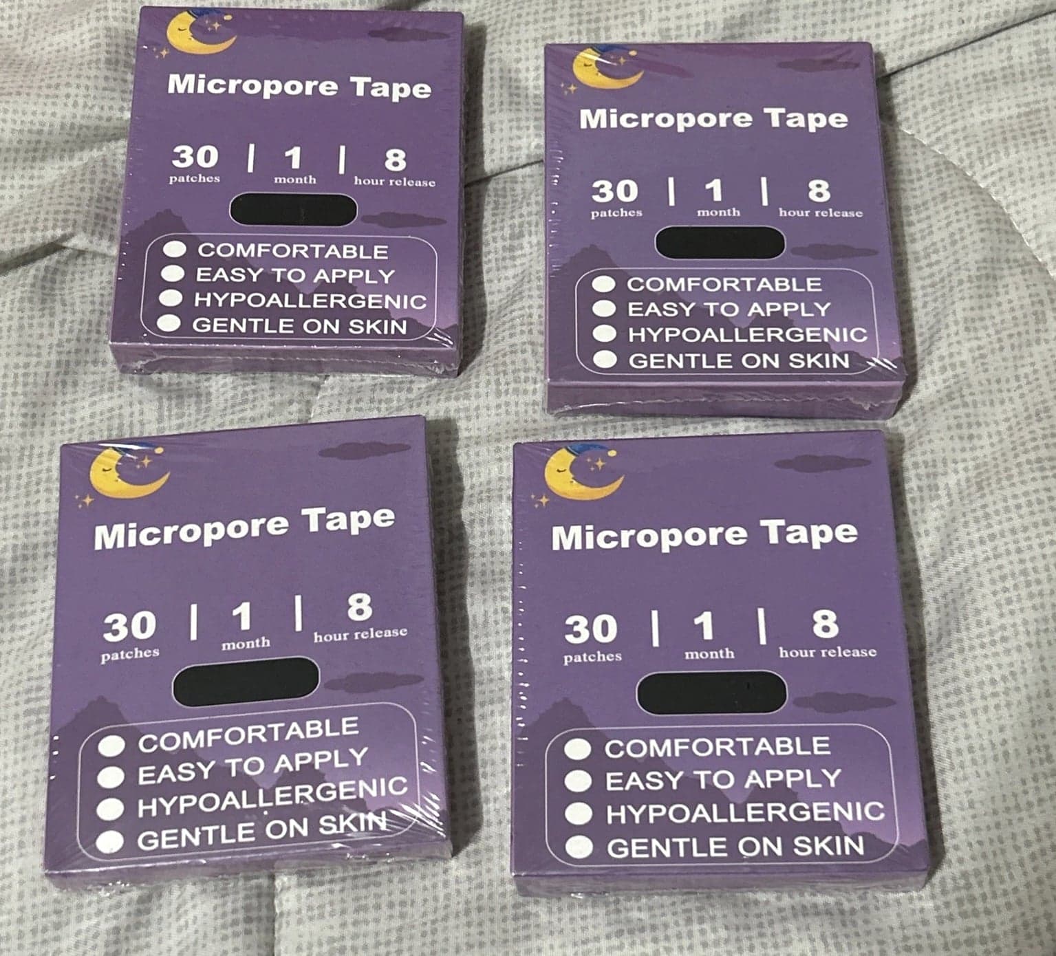 NEW (4) Micropore Tape 8 Hr Release 30 Patches/Box - 120 Total Gentle on Mouth
