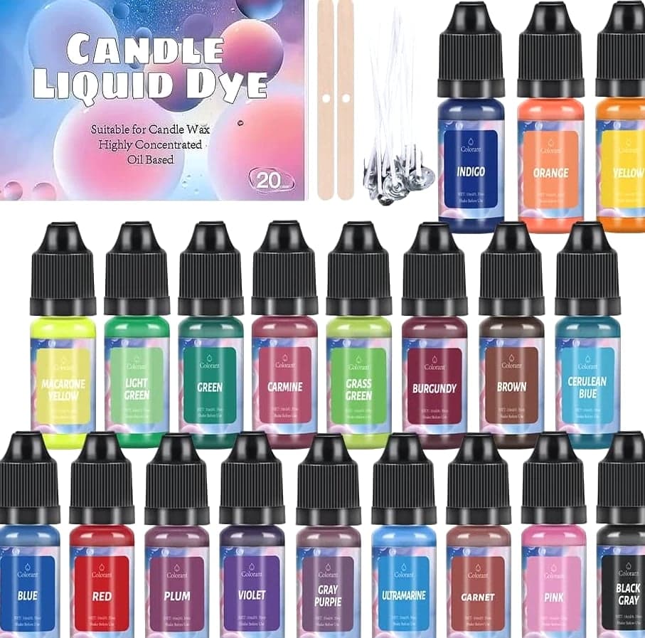Candle Dye - 20 Colors Liquid Candle Making Dye for DIY Candle Making Supplies Kit