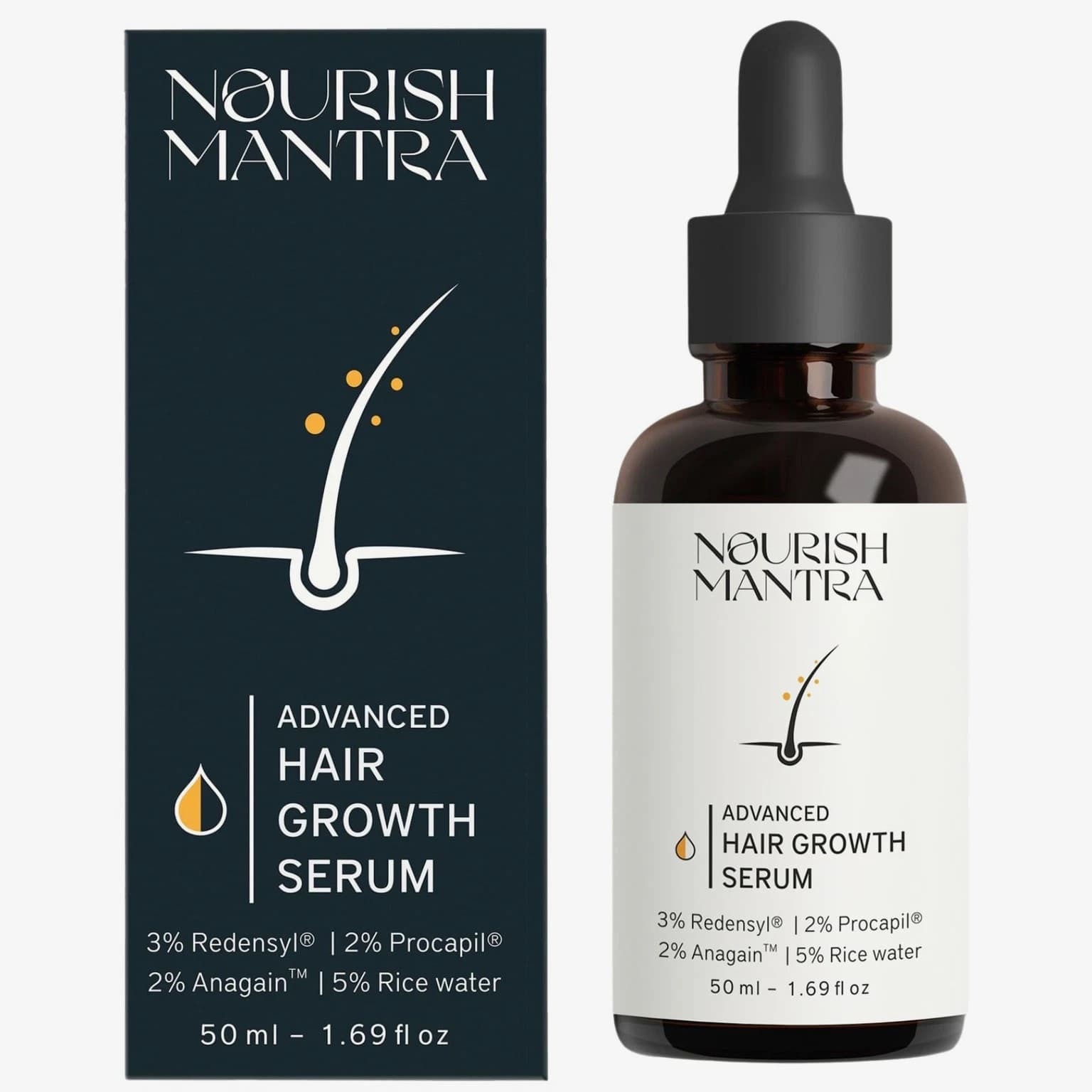 Advanced Hair Growth Vitalizer 50ml, 3% Redensyl, 2% Anagain, 2% Procapil, 5% Rice Water...