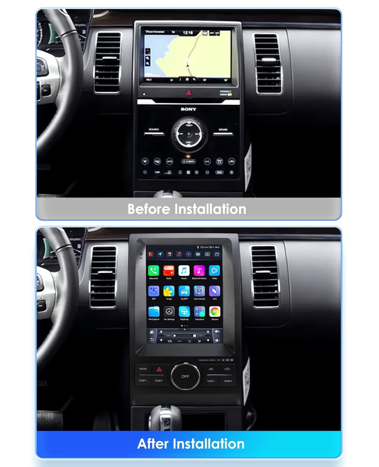 for Ford Taurus 2010-2018 Touch Screen 9.7" GPS WiFi BT CarPlay Radio Multimedia System