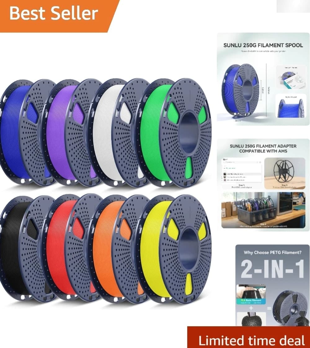 8-Pack Multicolor PETG Filament 1.75mm Vacuum-Sealed - 2kg for Reliable Printing