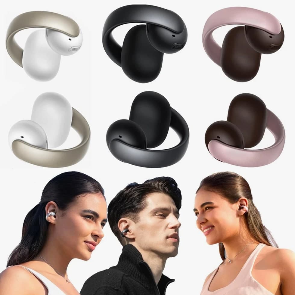 Soundcore AeroClip Open-Ear Earbuds Clip-On Headphones 4 Mics AI Clear Call