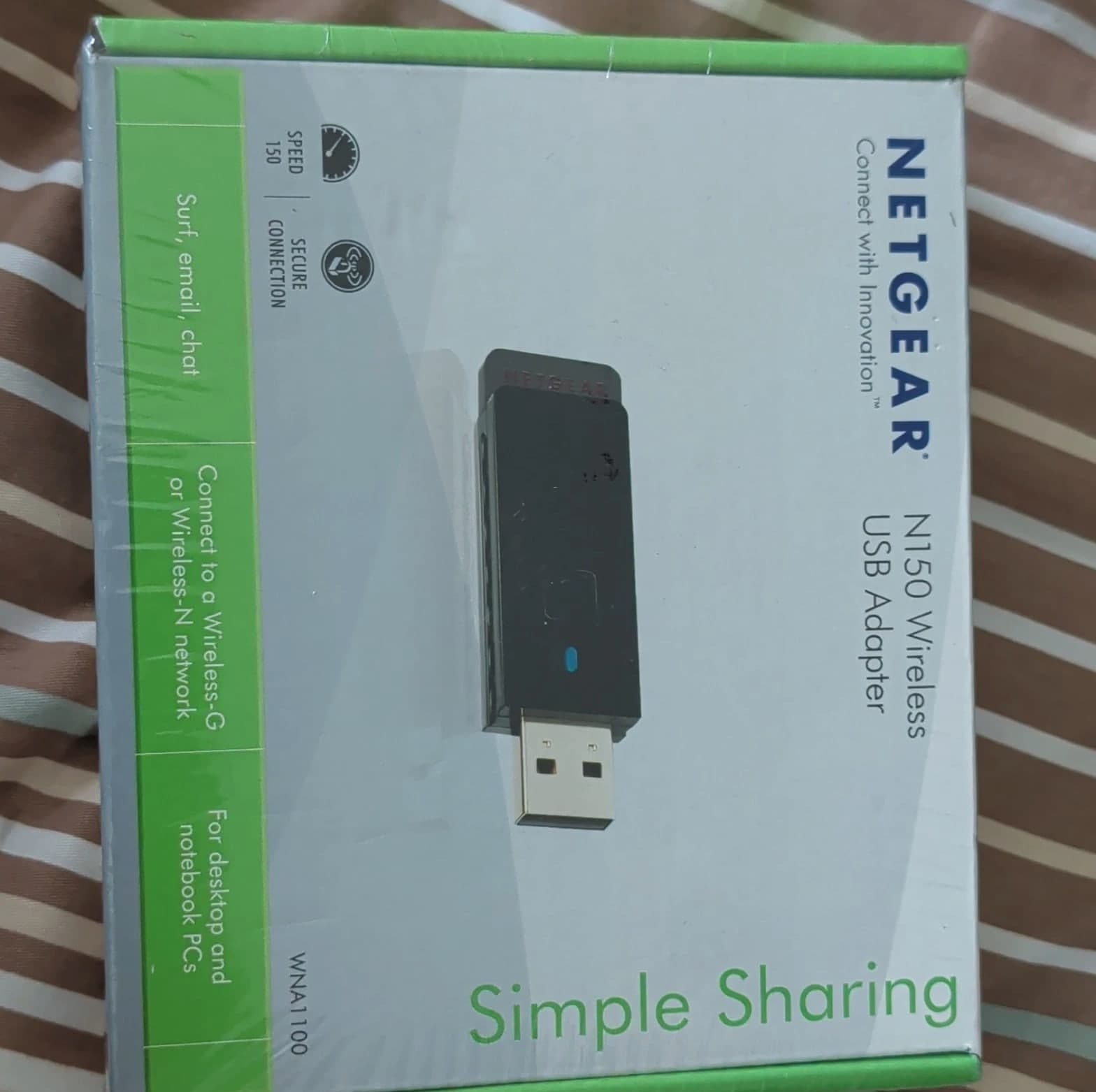 NETGEAR N150 Wireless USB Adapter Wi-Fi 802.11n 150Mbps USB Push Connect