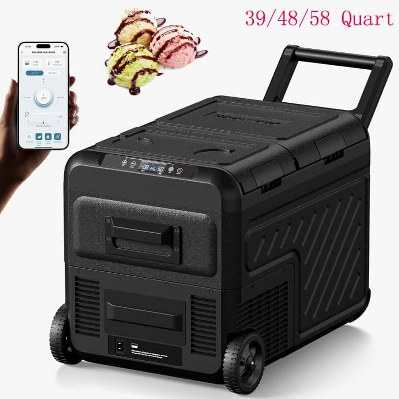 12 Volt Car Refrigerator Portable Freezer 39/48/58 Qt Truck RV Fridge with APP Control