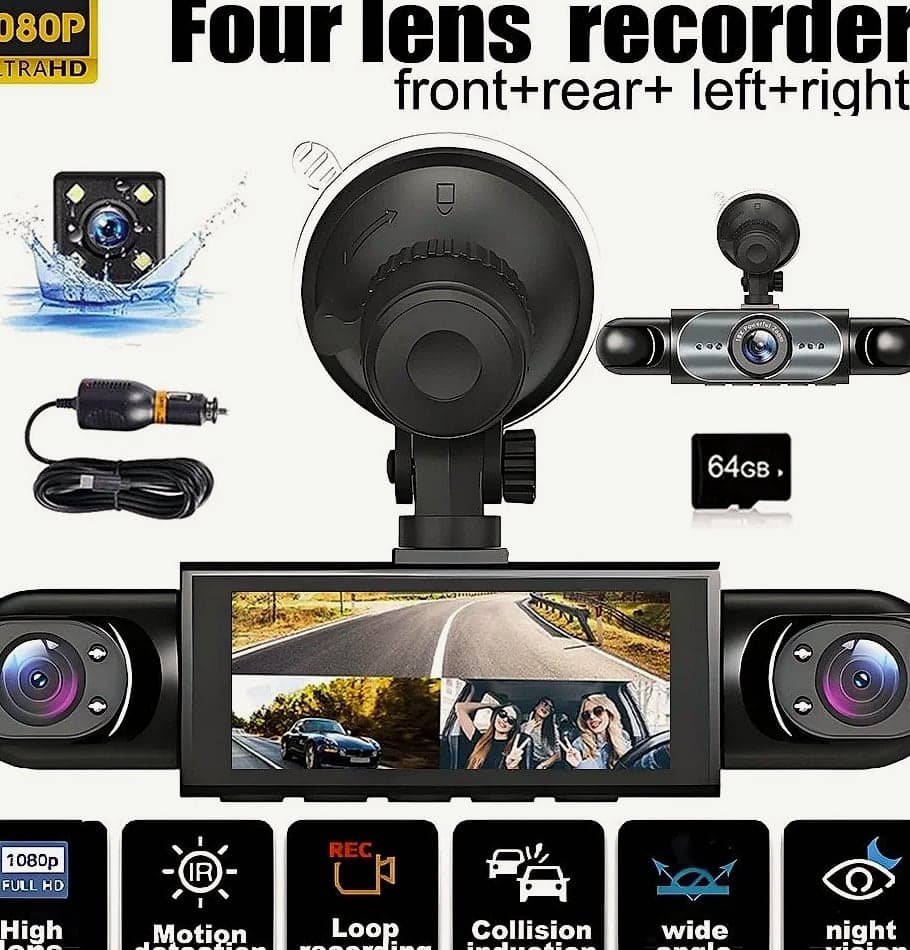 4 Channel Dash Cam WiFi 1080P FHD Night Vision Parking Mode