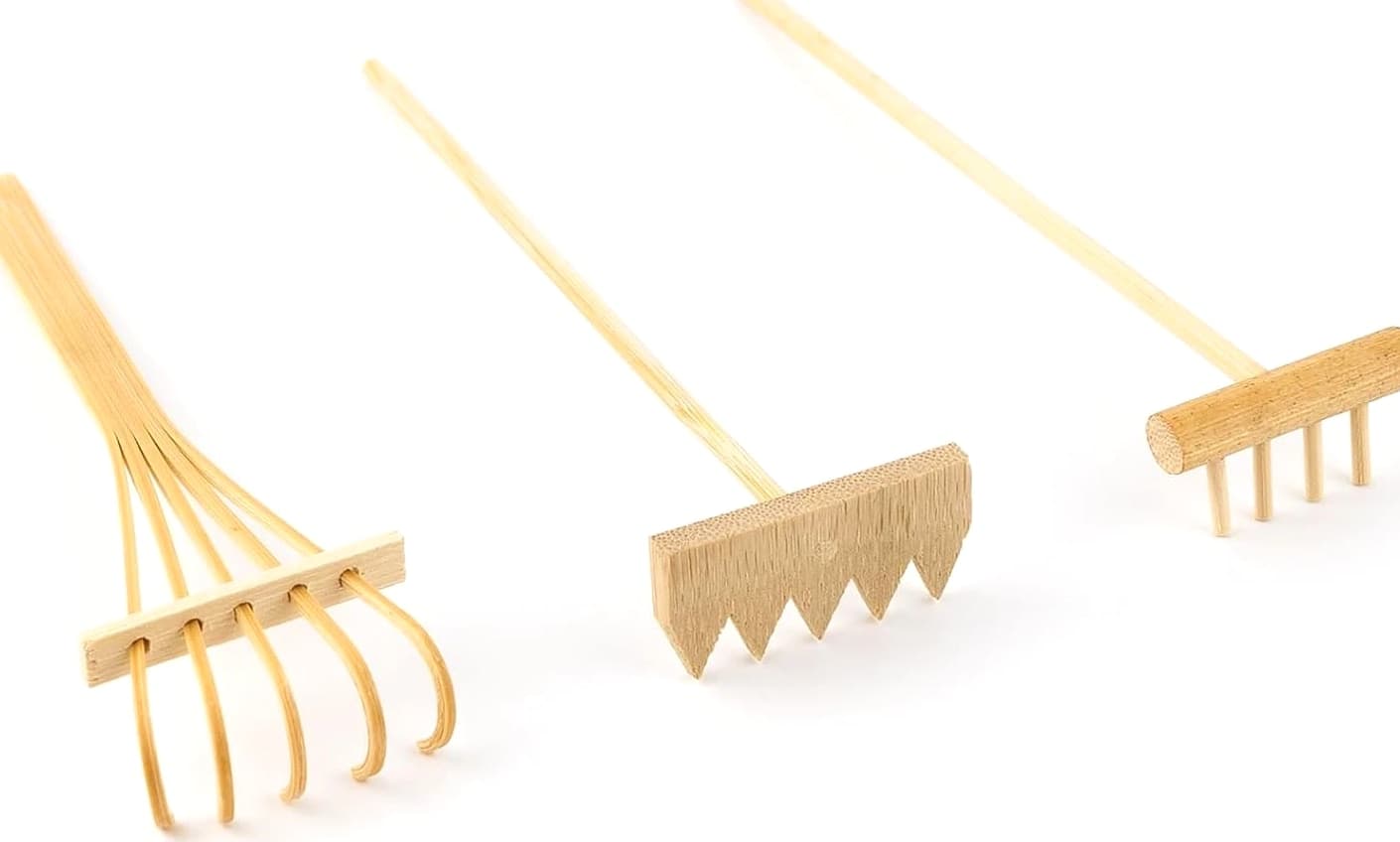 Set of 3 Mini Zen Sand Rakes Bamboo Rock Garden Tray Rake Tools for Home Office