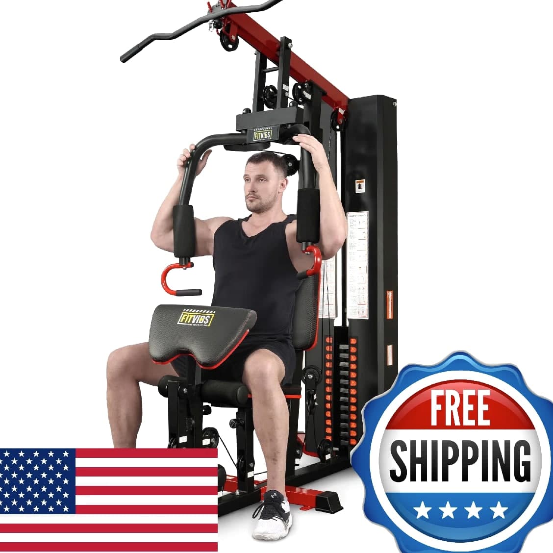 Fitvids Home Gym Equipment, 160lb Weight Stack, Complete Body Workout Machine